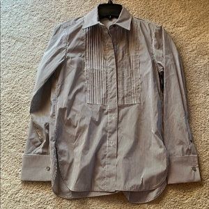 Worth black &white stripe button down blouse shirt